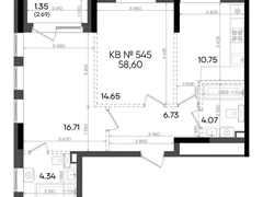 2-ком, 58.6 кв.м., 23/23эт.