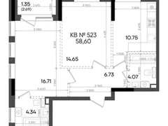 2-ком, 58.6 кв.м., 21/23эт.