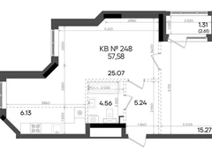 2-ком, 57.58 кв.м., 16/23эт.
