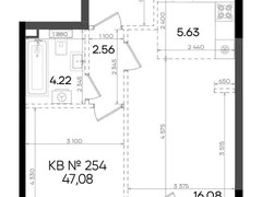 2-ком, 47.08 кв.м., 17/23эт.